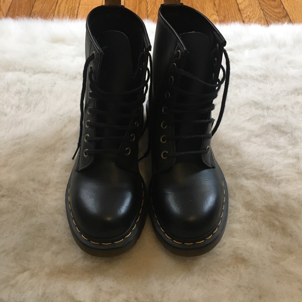 Vegan black doc martens worn one time.